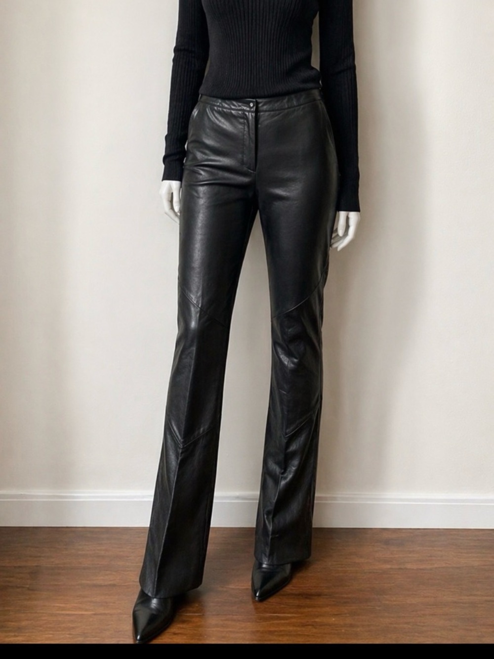 Wilsons Leather Women's Dark Leather Straight Leg Pants